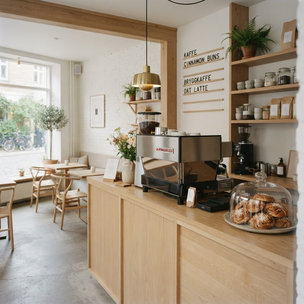 Caféinteriör hos ett anslutet företag